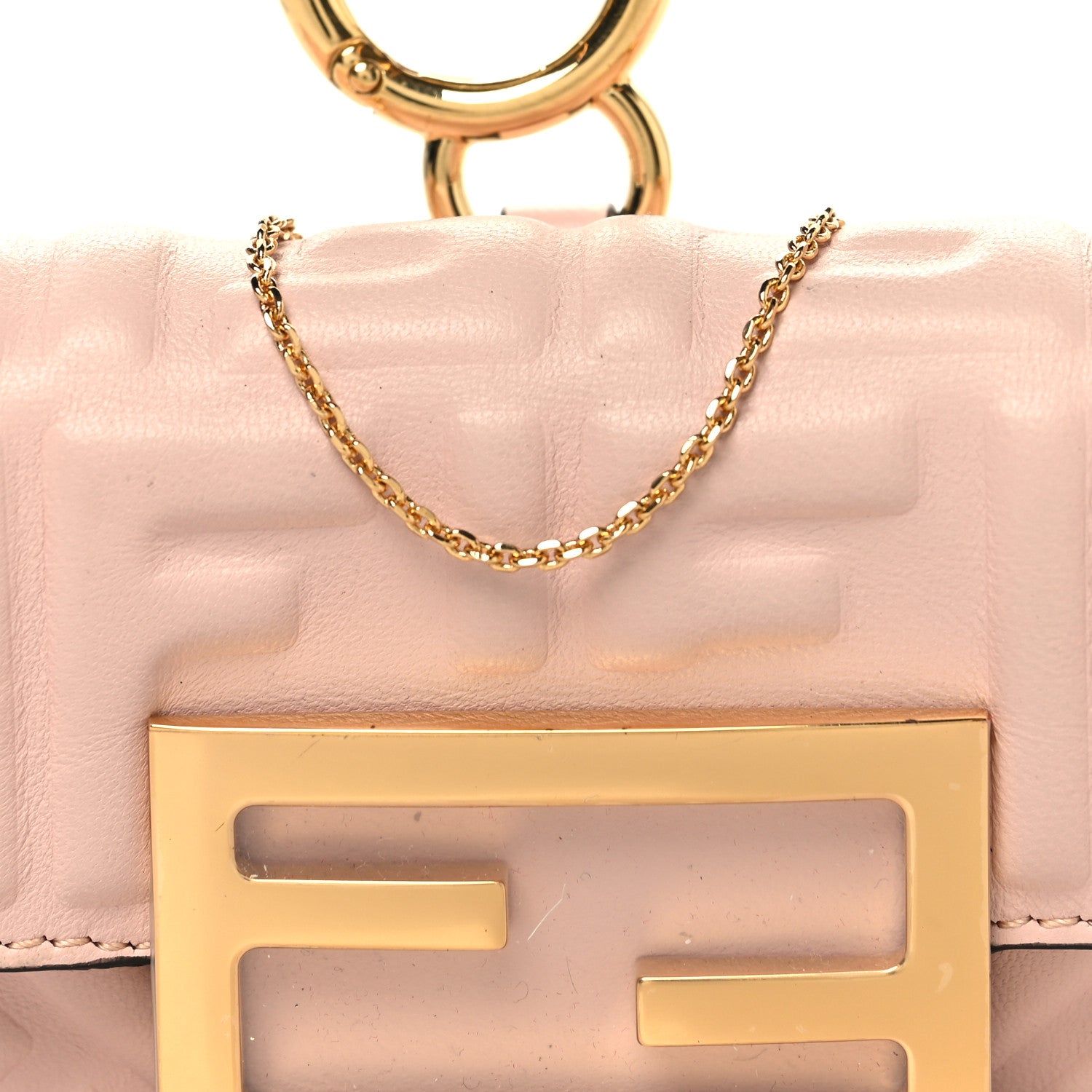 Fendi Nappa Matisse FF Embossed Nano Maxi Buckle Baguette Charm Rosa Quarzo 7 of 9