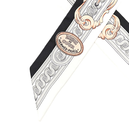 Hermes Silk Bride De Cour Twilly Black White Or Rose 4 of 4