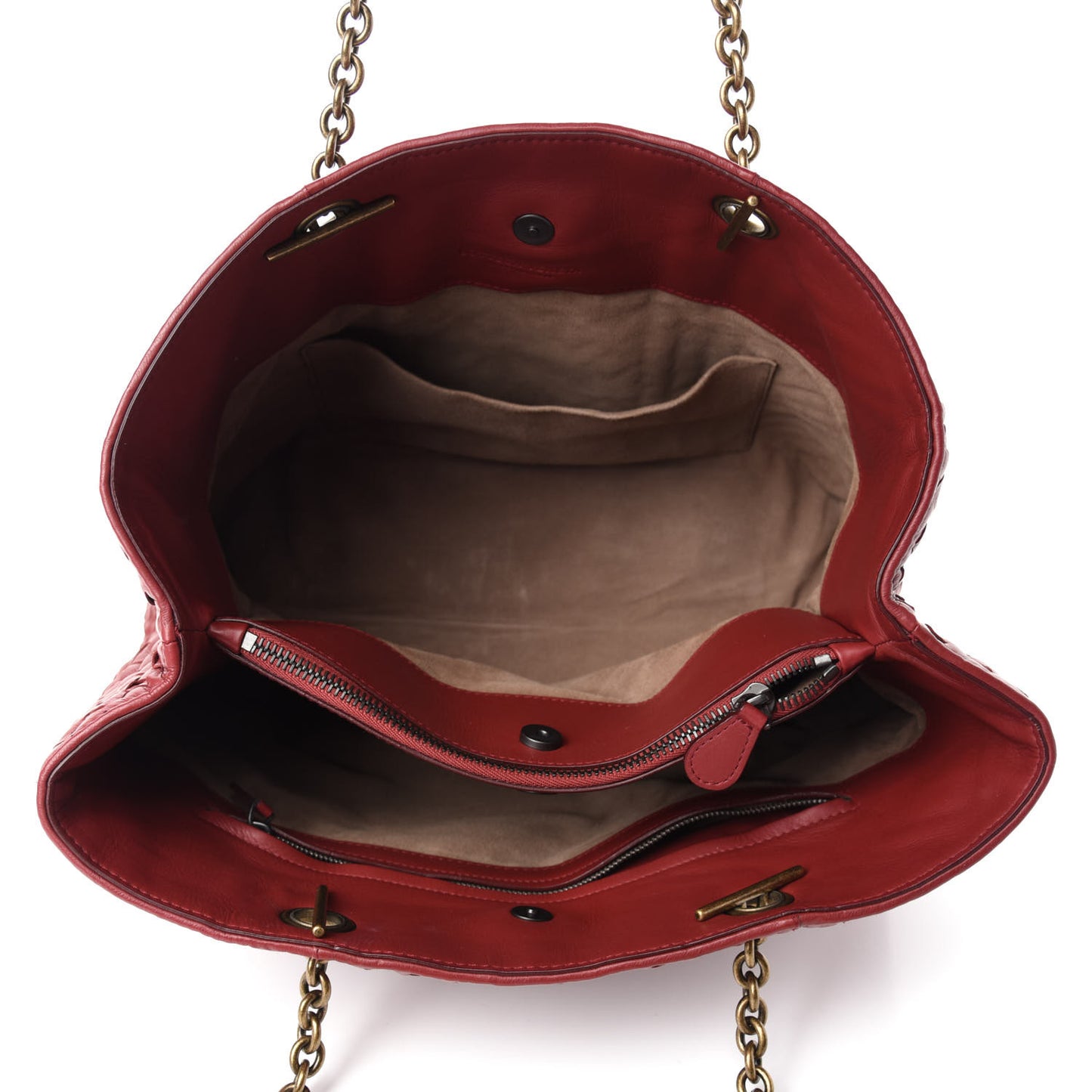 Nappa Intrecciato Medium Tote Red
