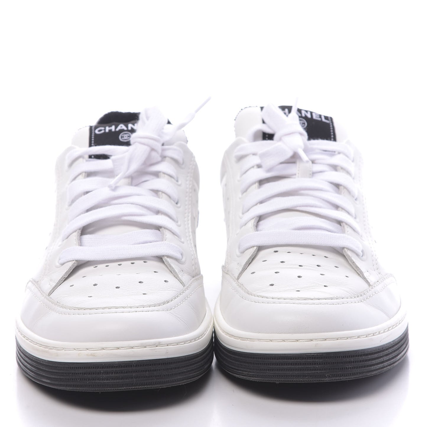 Calfskin Mens Logo Sneakers 43 Black White