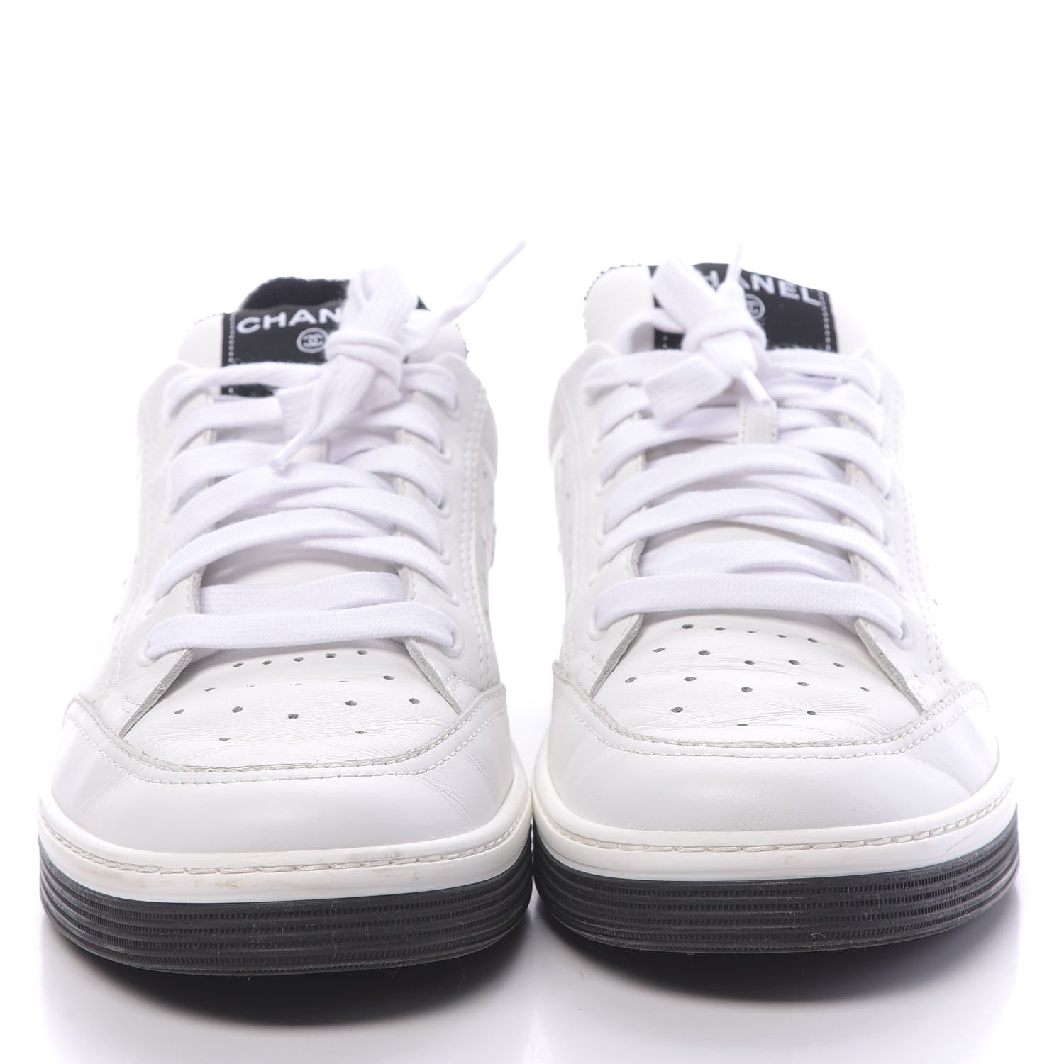 Chanel Calfskin Mens Logo Sneakers 43 Black White 2 of 11