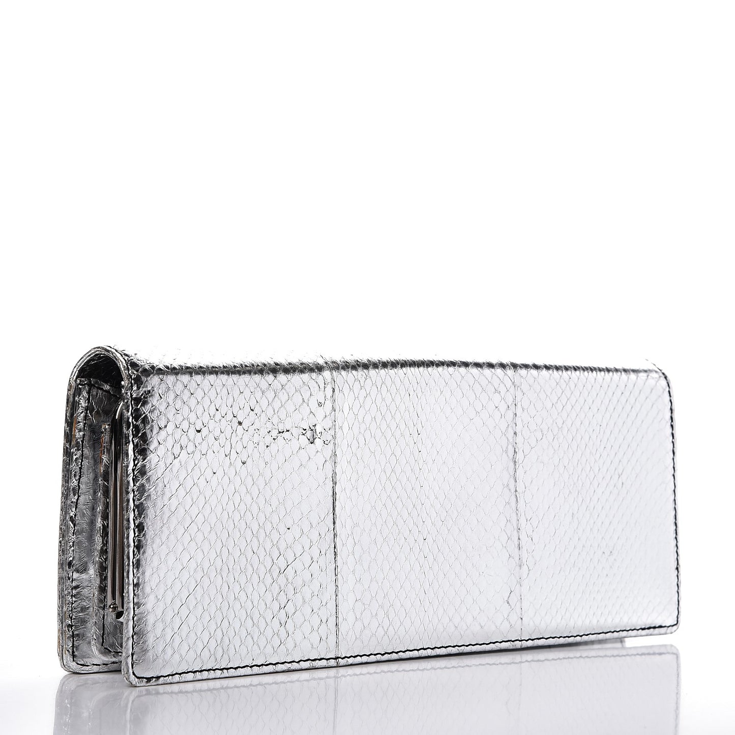 Metallic Python Crystal Clutch Silver