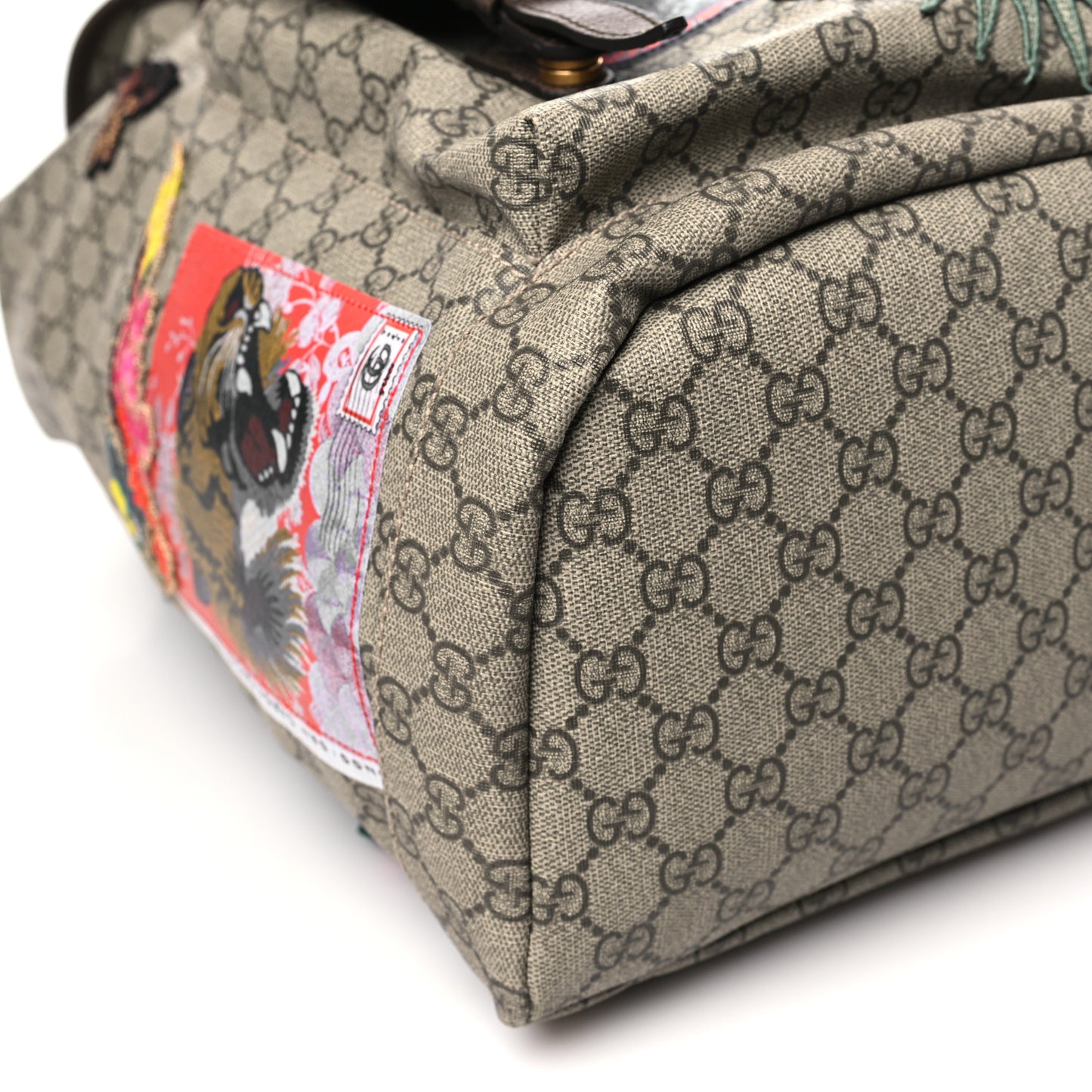 Soft GG Supreme Monogram Courrier Web Double Buckle Backpack Beige New Acero