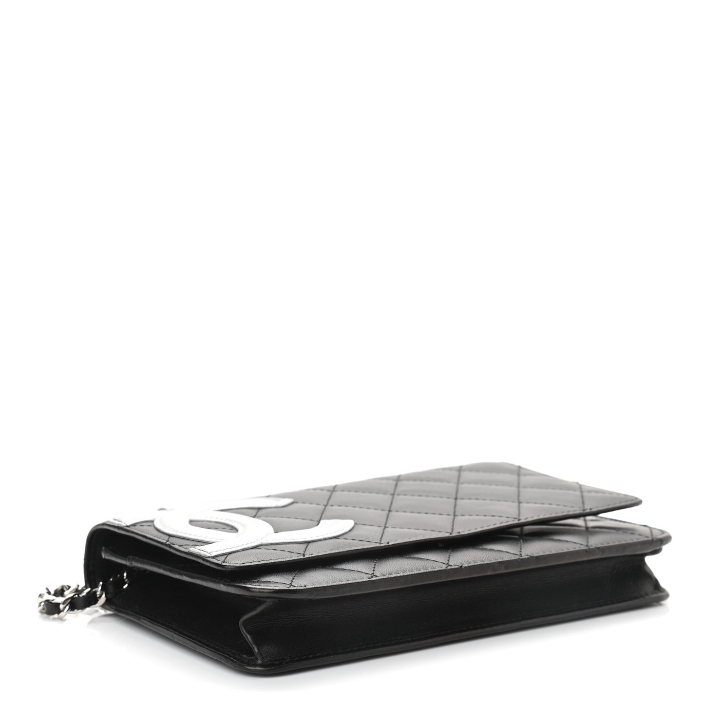 Calfskin Quilted Cambon Wallet On Chain WOC Black