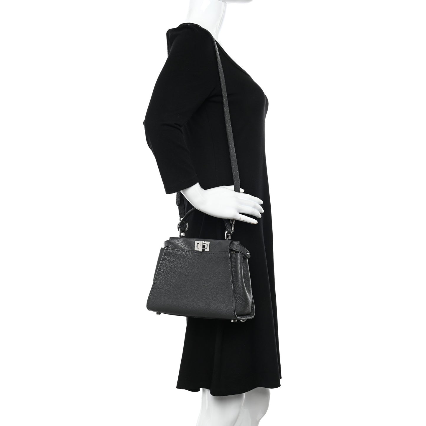 Cuoio Romano Selleria Bi-Color Mini Peekaboo Iconic Satchel Asfalto Latte
