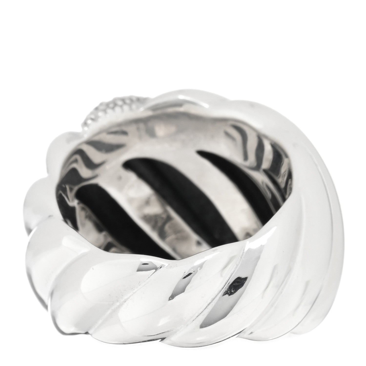 David Yurman Sterling Silver Diamond Hampton Cable Ring 54 7 3 of 4