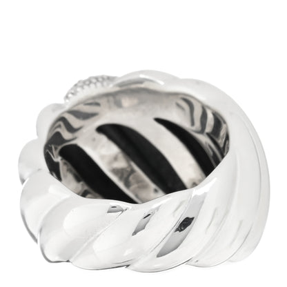 David Yurman Sterling Silver Diamond Hampton Cable Ring 54 7 3 of 4