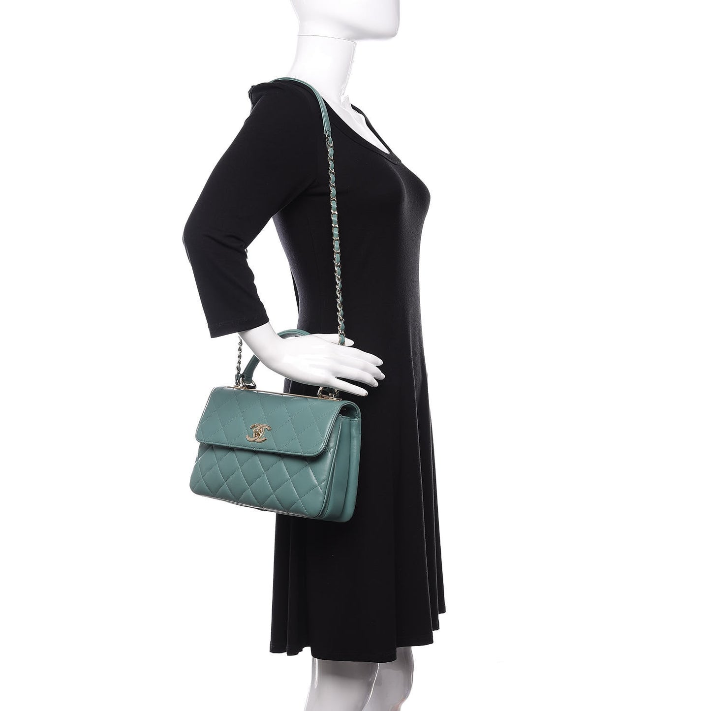 Lambskin Quilted Small Trendy CC Flap Dual Handle Bag Light Green