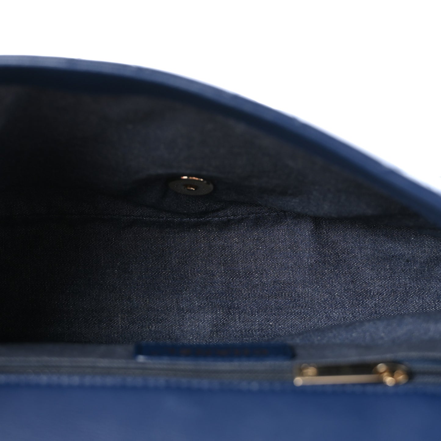 Lambskin Quilted Resin Bi-Color Chain Flap Bag Navy