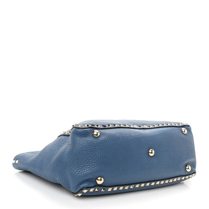 Valentino Garavani Pebbled Calfskin Medium Rockstud Tote Indaco 4 of 11