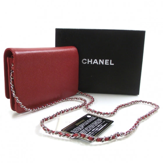 Chanel Caviar Wallet on Chain Red 3 of 10