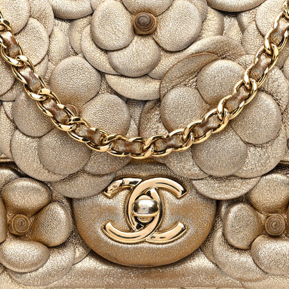 Chanel Metallic Lambskin Quilted Mini Camellia Flap Gold 8 of 12