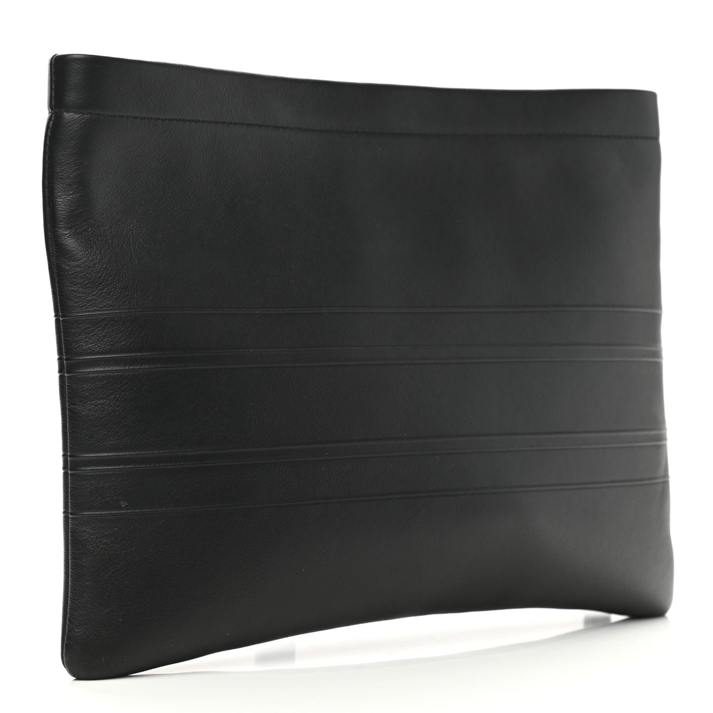 Calfskin Embossed Logo Zip Clutch Black
