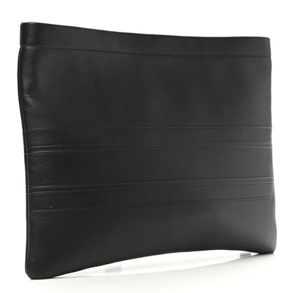 Christian Dior Calfskin Embossed Logo Zip Clutch Black 3 of 7