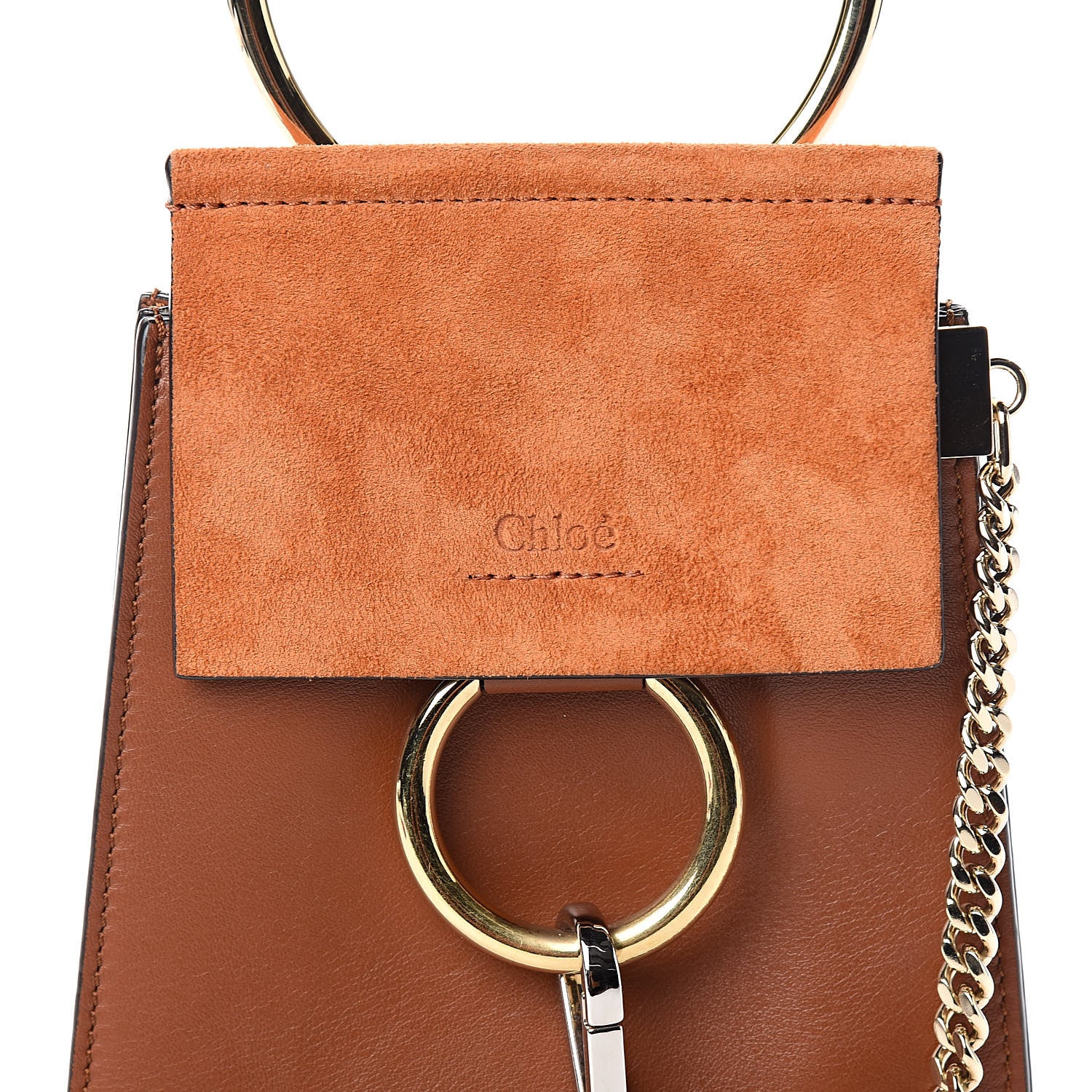 Chloe Suede Calfskin Mini Faye Bracelet Bag Tobacco 9 of 9