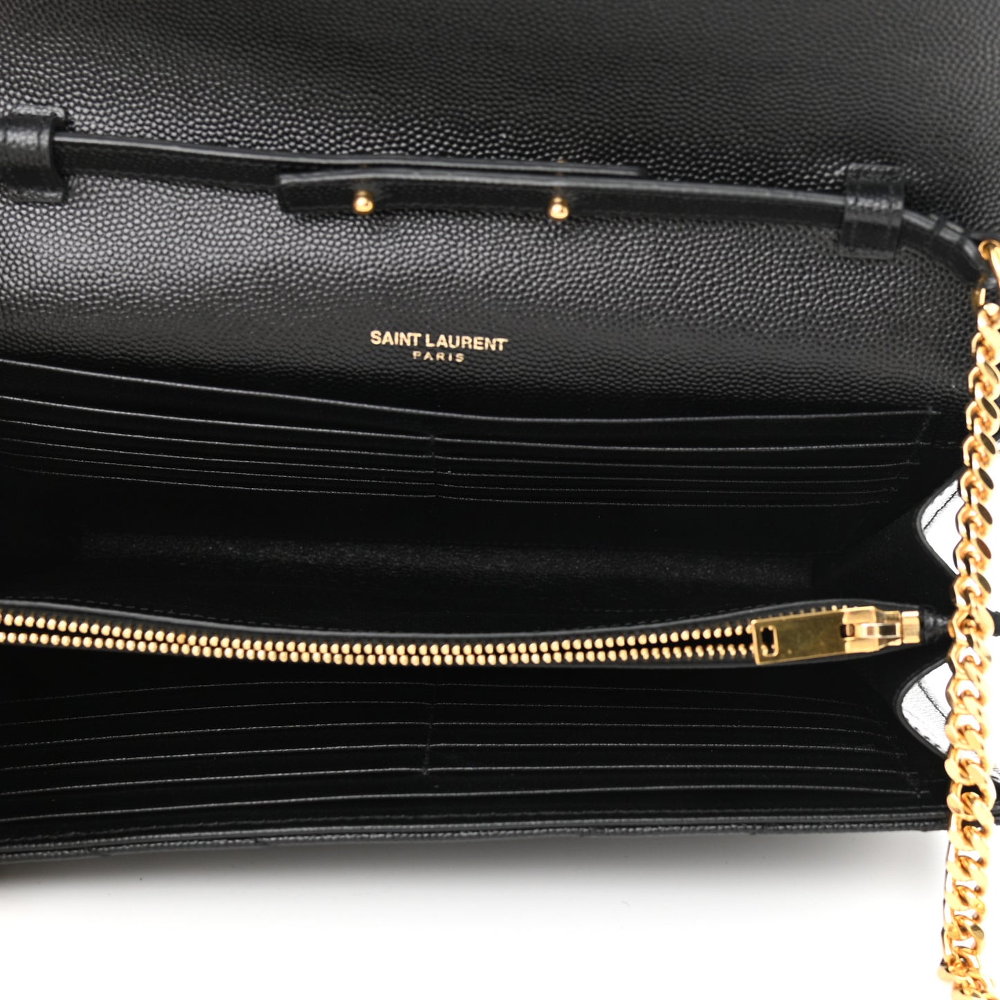 Grain De Poudre Matelasse Chevron Monogram Chain Wallet Black