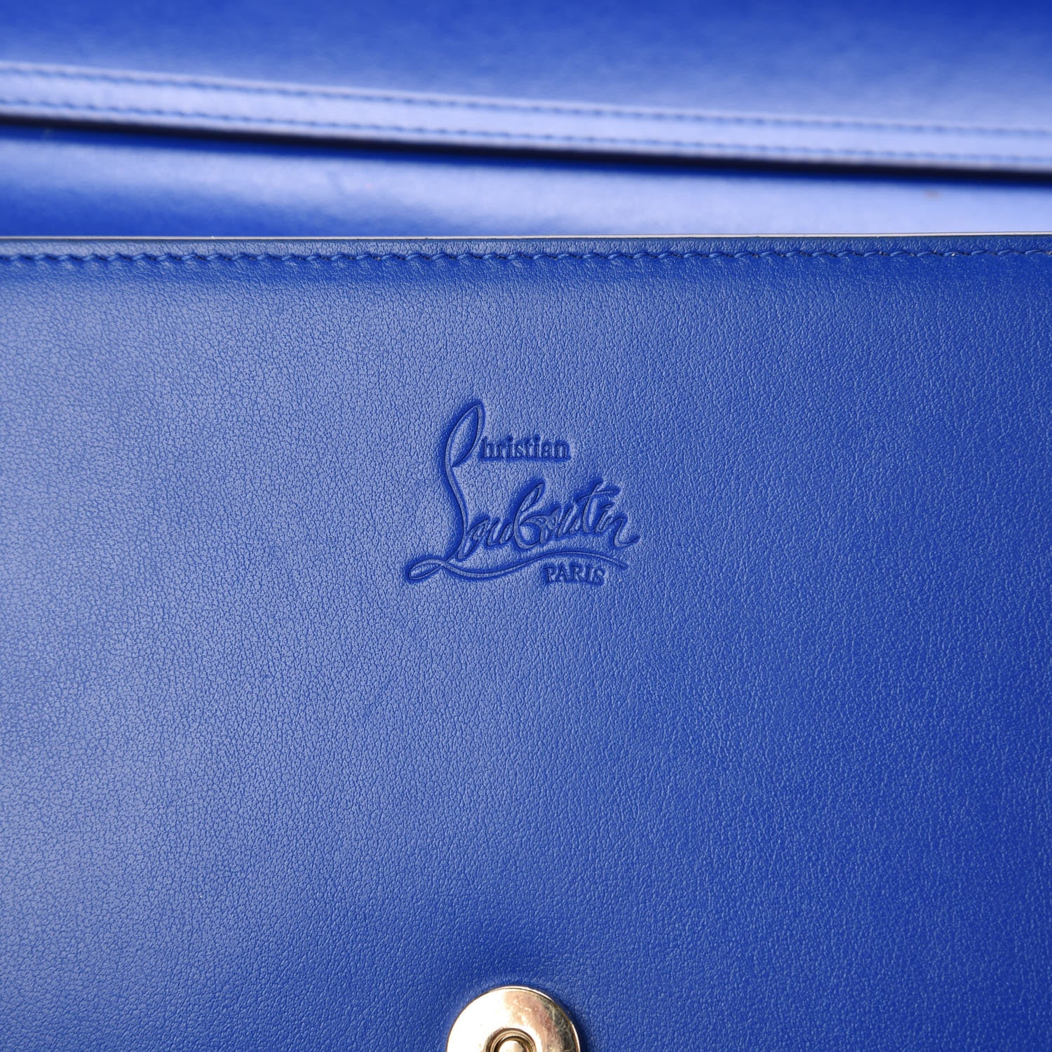 Christian Louboutin Calfskin Spikes Paloma Clutch Blue 6 of 11