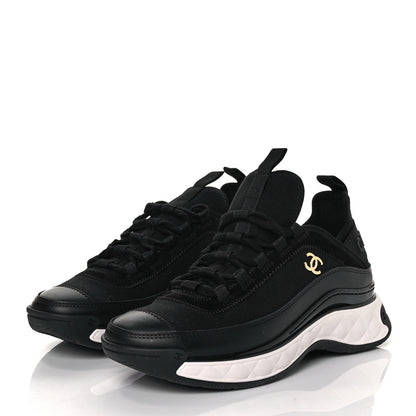 Chanel Velvet Calfskin Mixed Fibers CC Sneakers 36 Black 2 of 7