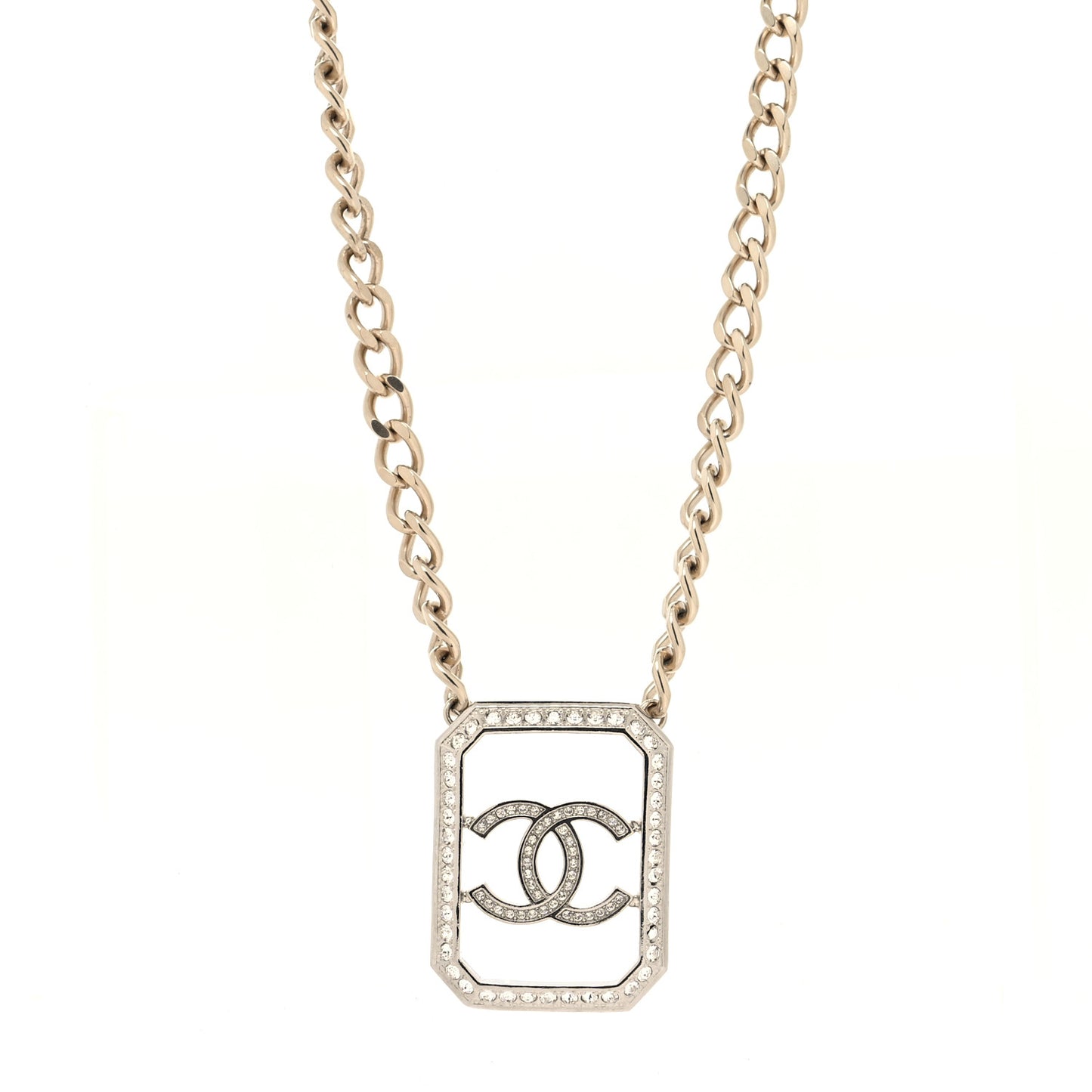 Crystal Chain CC Necklace Gold