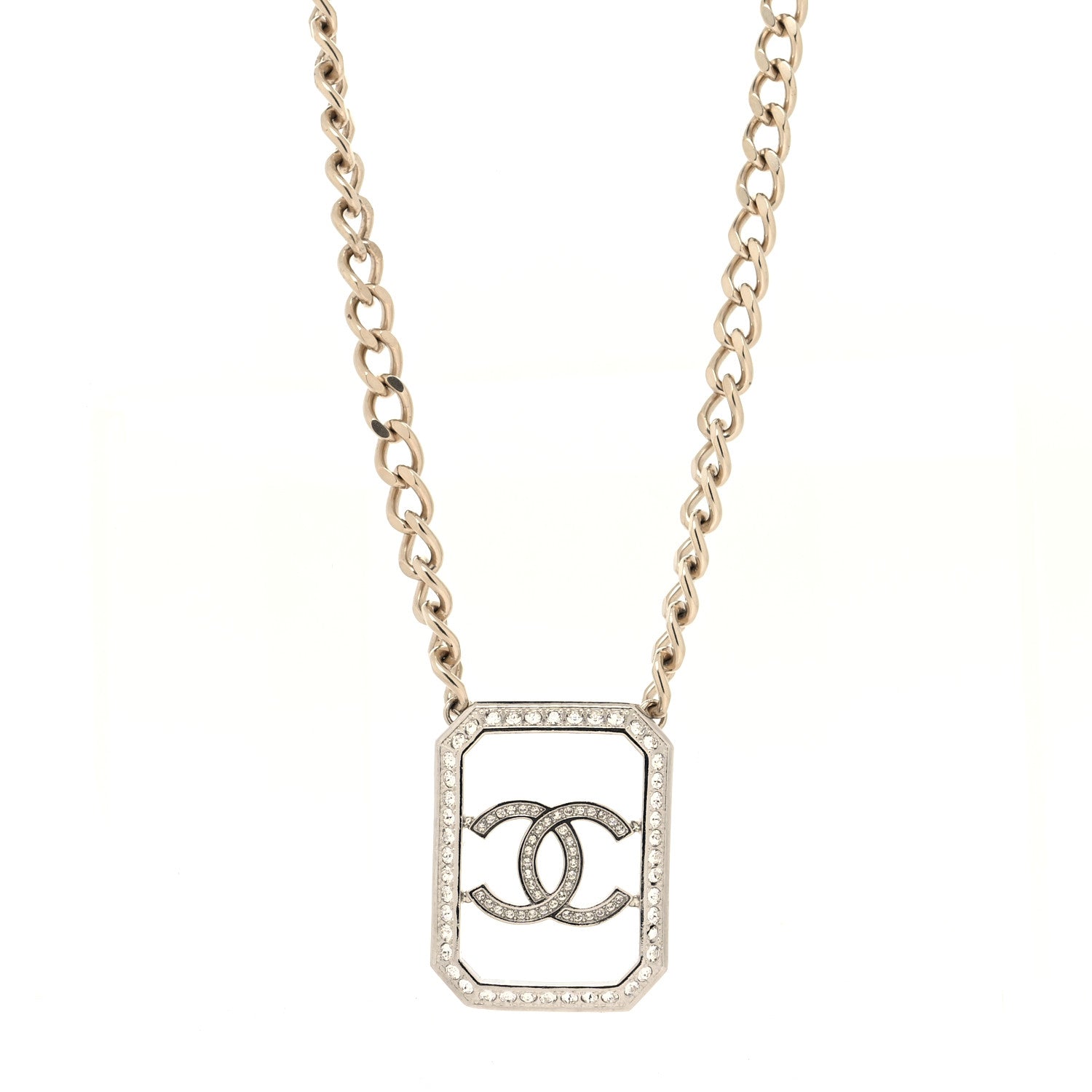 Chanel Crystal Chain CC Necklace Gold 1 of 5