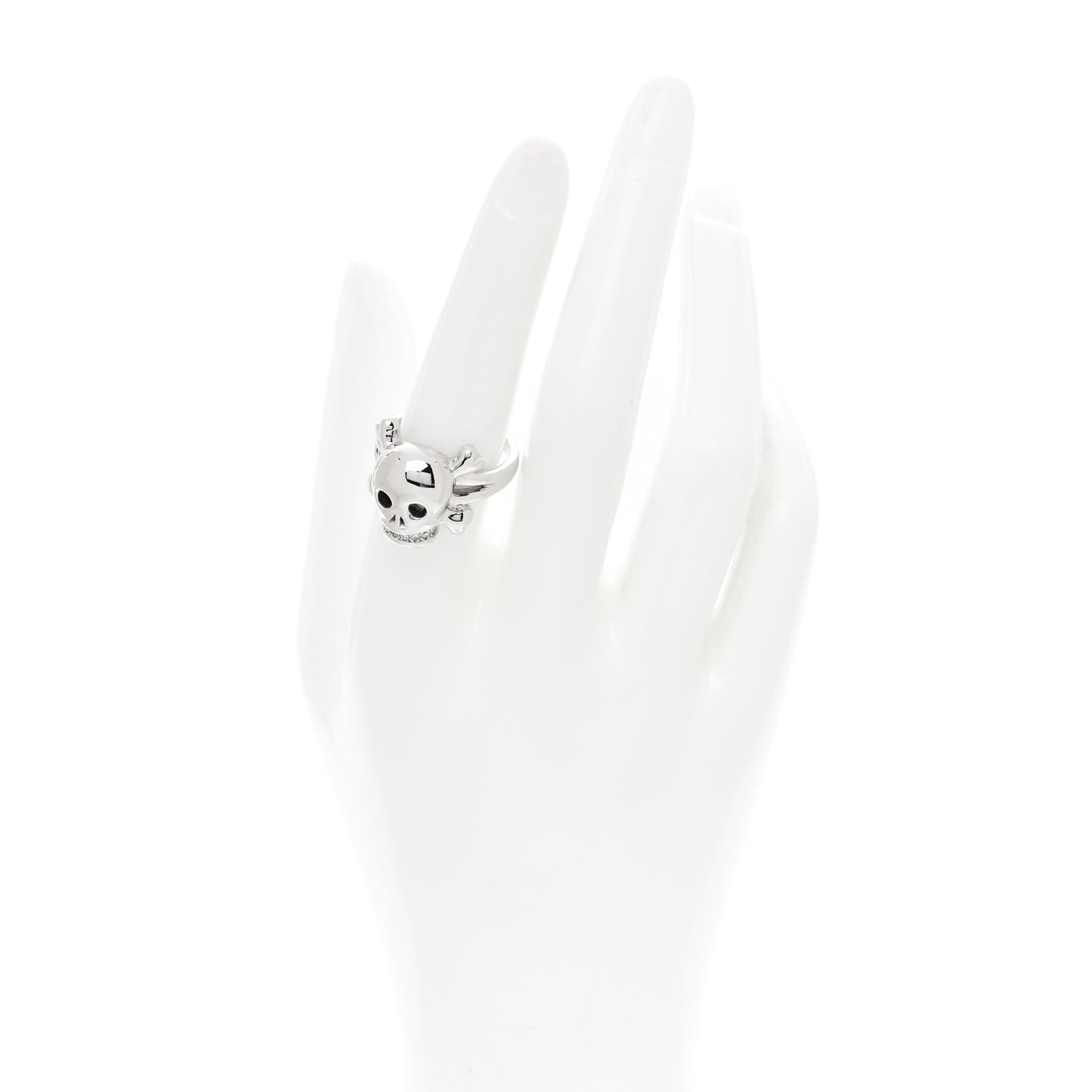 18K White Gold Diamond Tete de Mort Ring 56 7.75