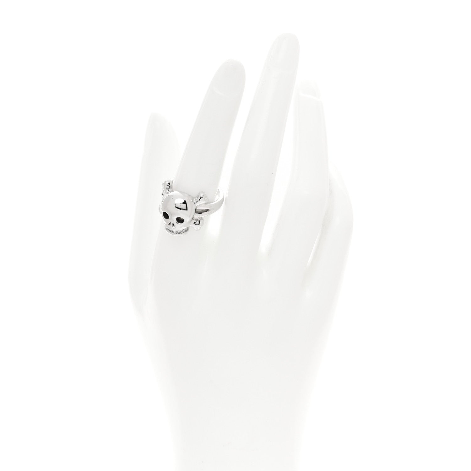 Christian Dior 18K White Gold Diamond Tete de Mort Ring 56 7.75 2 of 4