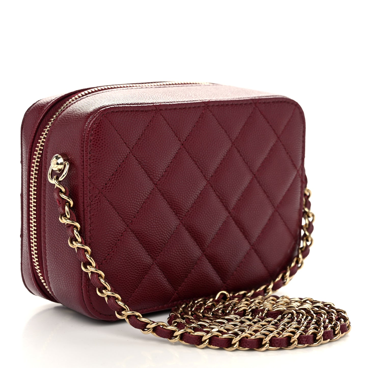 Caviar Quilted Camera Bag Burgundy