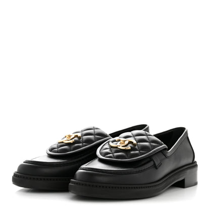 Chanel Lambskin Quilted CC Turnlock Loafers 37 Black 4 of 9