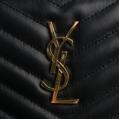 Saint Laurent Calfskin Matelasse Chevron Monogram A5 Wristlet Black 9 of 11