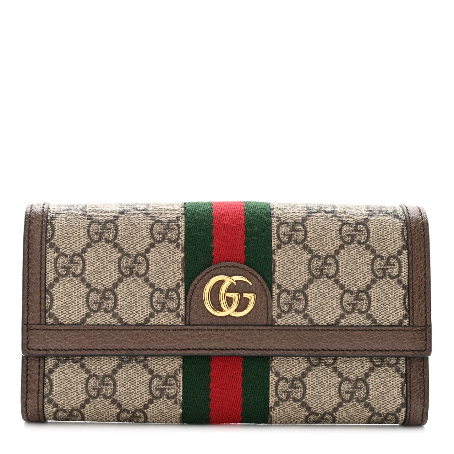 GG Supreme Monogram Web Ophidia Continental Wallet Brown