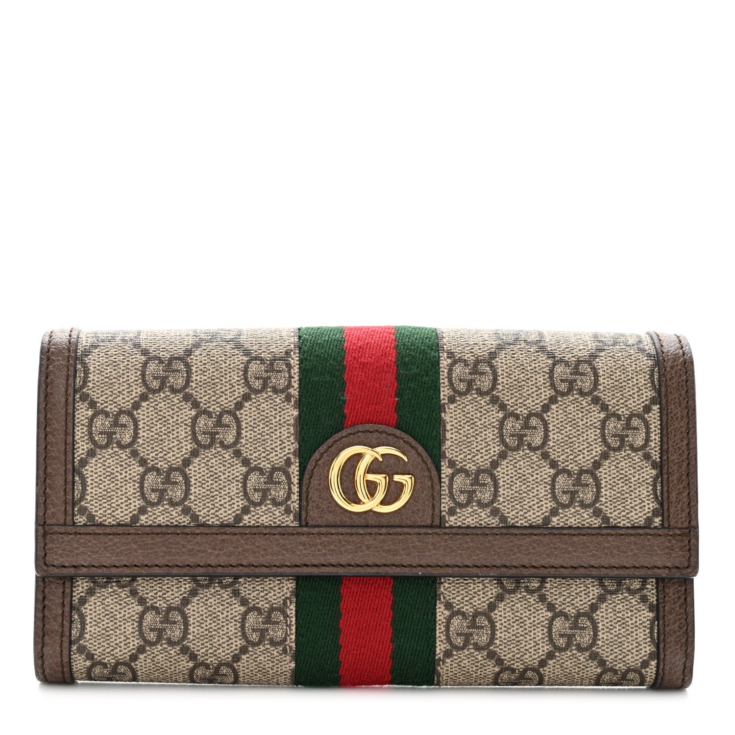 Gucci GG Supreme Monogram Web Ophidia Continental Wallet Brown 1 of 9