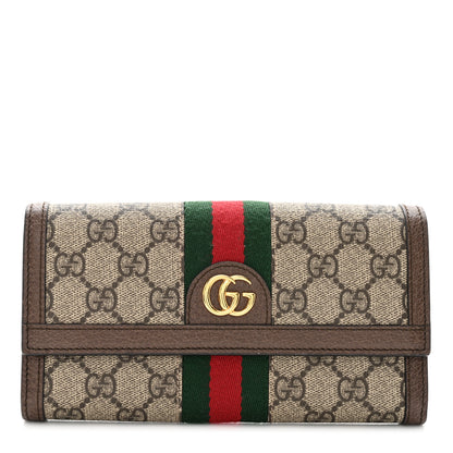 Gucci GG Supreme Monogram Web Ophidia Continental Wallet Brown 1 of 9