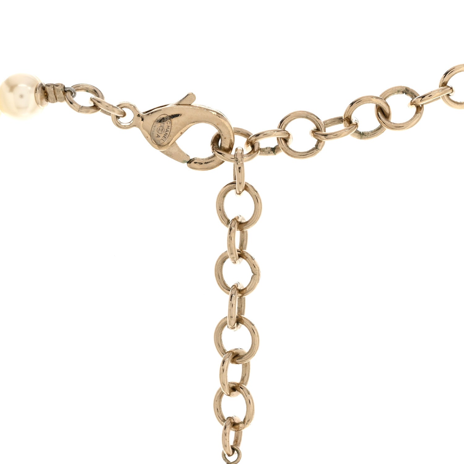 Chanel Metal Crystal Pearl CC Star Short Pendant Necklace Gold 4 of 5