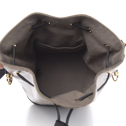 Fendi Glazed Fabric Vitello Grace F is Fendi FF 1974 Stamp Patch Grande Mon Tresor Bucket Bag Mogano Panna Black 5 of 12