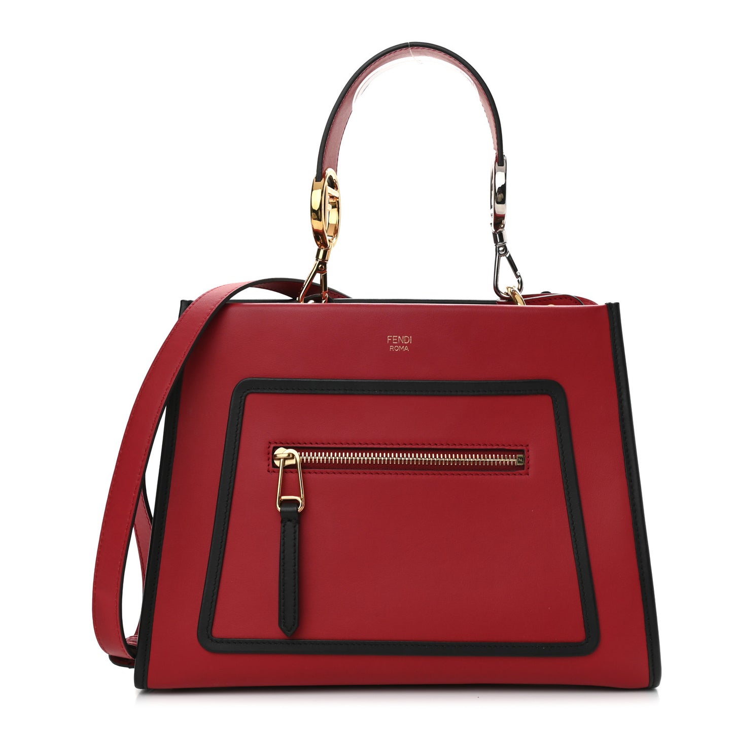 Vitello Century Opaco F is Fendi Bi-Color Small Runaway Satchel Fragola Black