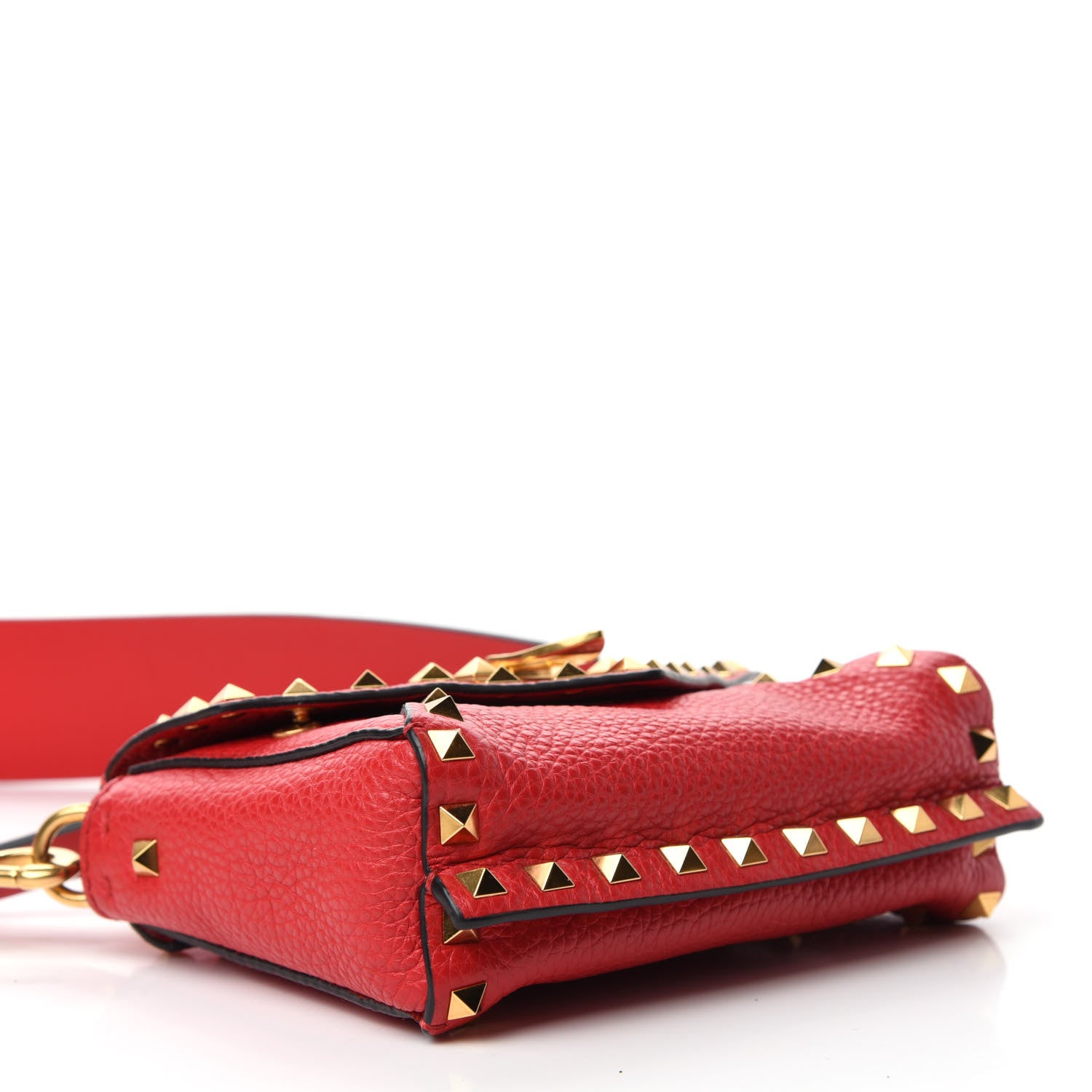 Valentino Garavani Grainy Calfskin Small Rockstud Hype Shoulder Bag Red 4 of 9