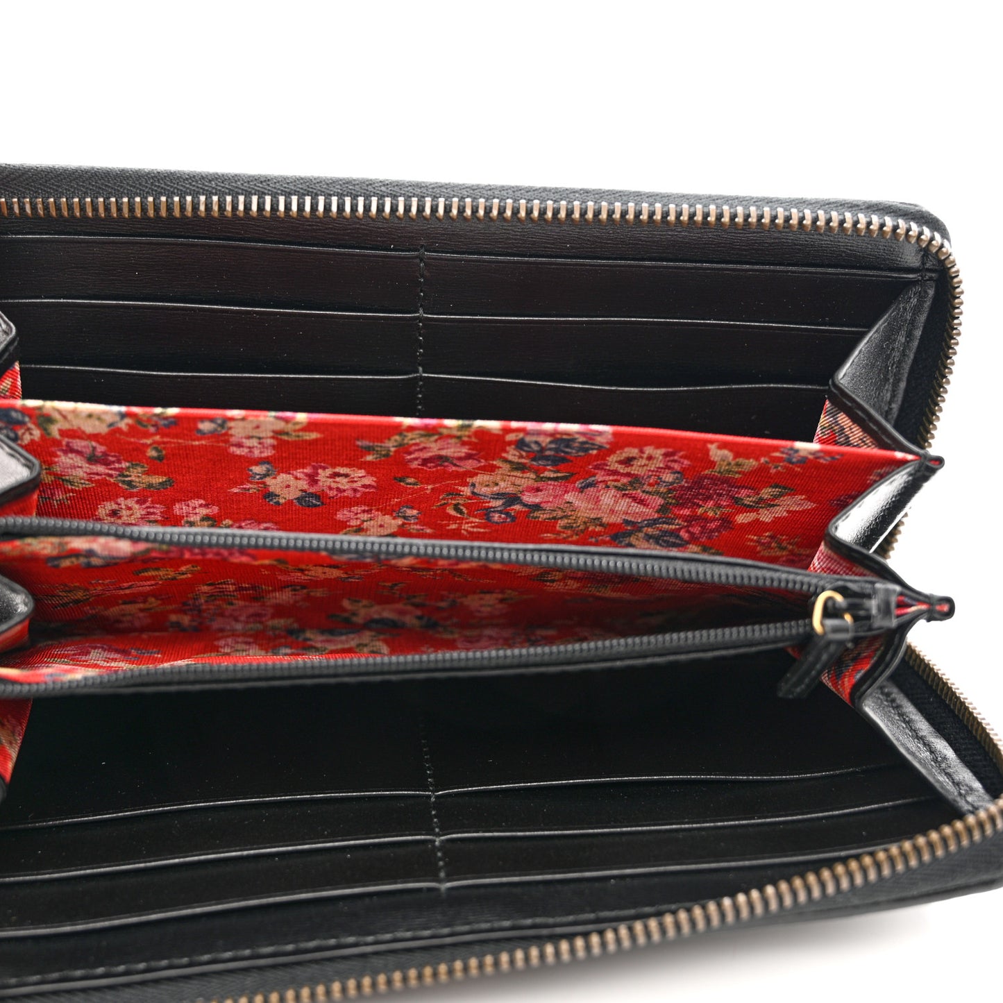 Calfskin Web Trapuntata GG Zip Around Wallet Black
