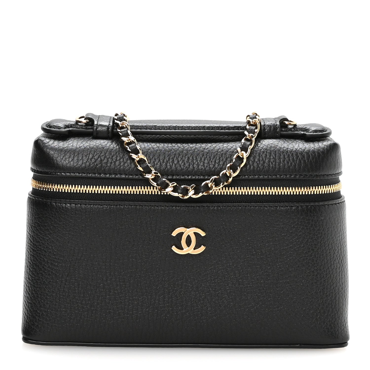 Chanel Grained Calfskin Small Supple Trapeze Vanity With Chain Black 1 of 10