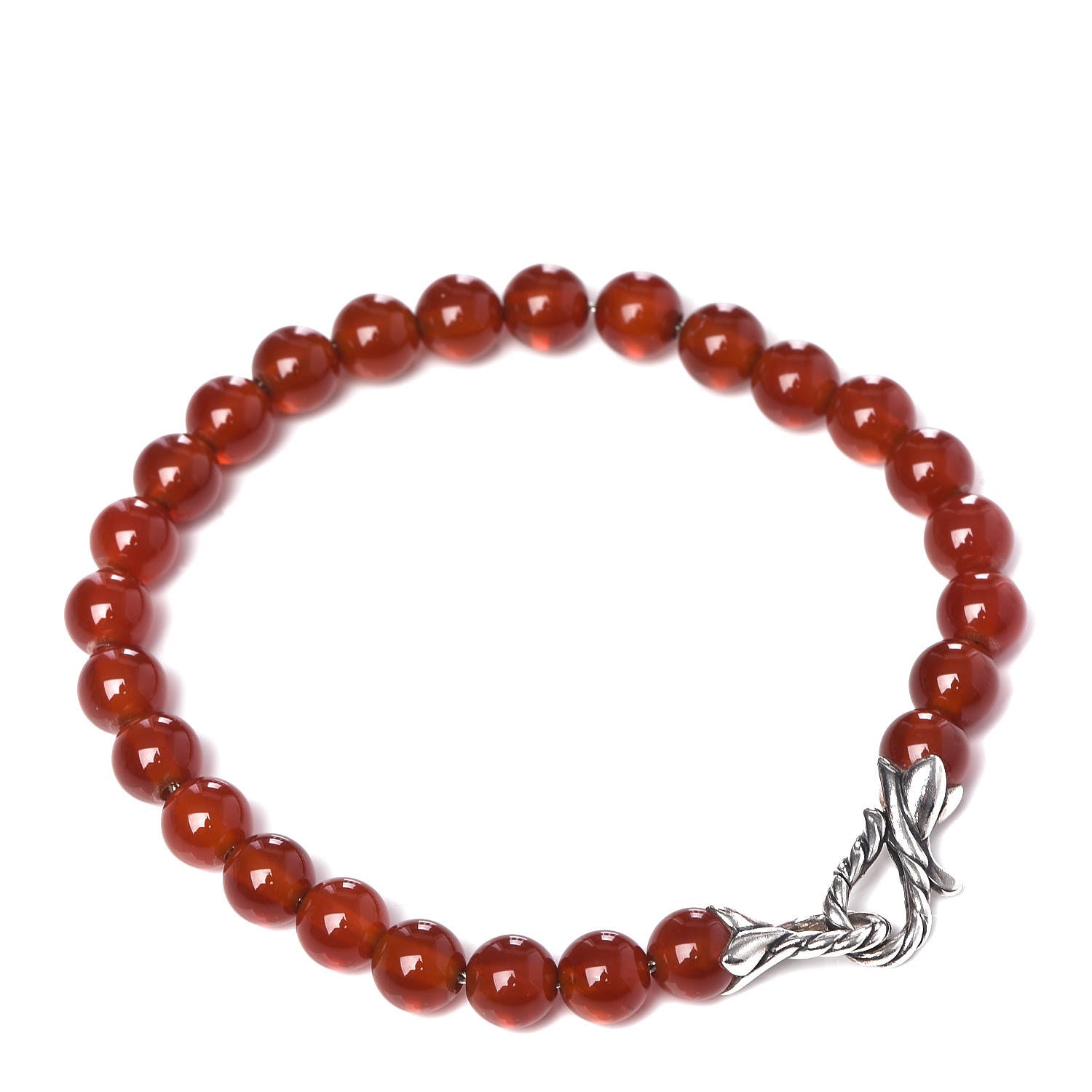 David Yurman Sterling Silver Carnelian 6mm Spiritual Beads Bracelet 3 of 4