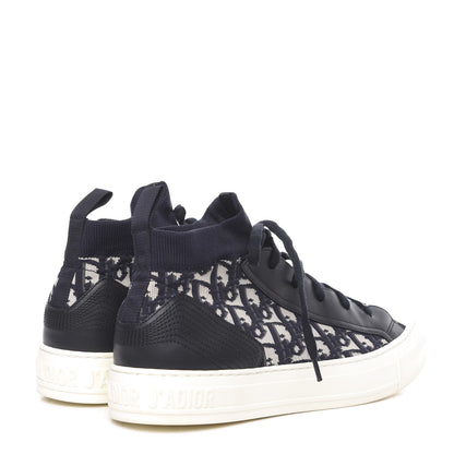 Christian Dior Technical Knit Calfskin Oblique Womens Walk'n Dior Mid Top Sneakers 41 Deep Blue 4 of 9
