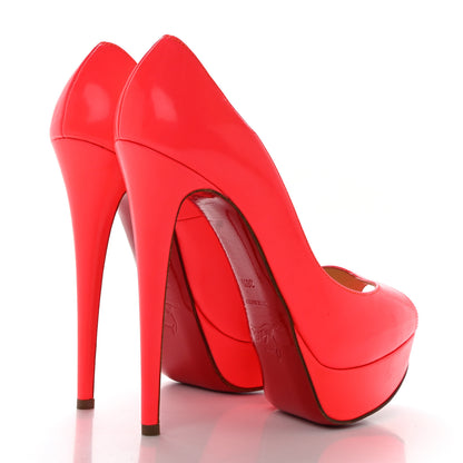 Christian Louboutin Patent Lady Peep 150 Pumps 36.5 Fluo Rose Paris 4 of 8