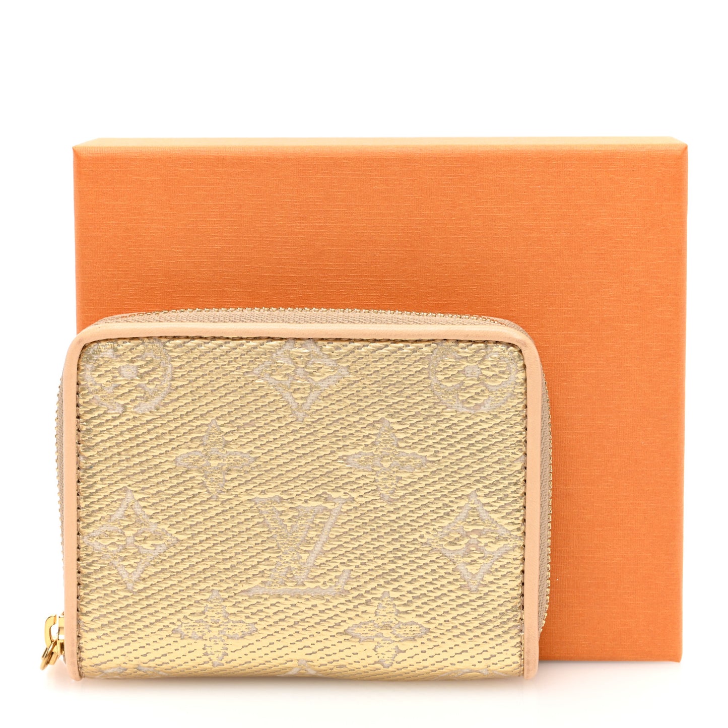 Hollographic Monoglam Zippy Coin Purse Wallet Beige