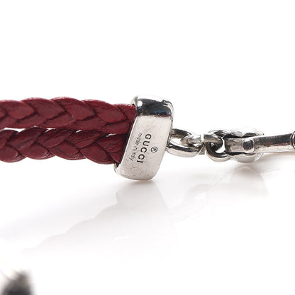 Gucci Sterling Silver Leather Horsebit Bracelet Red 5 of 7