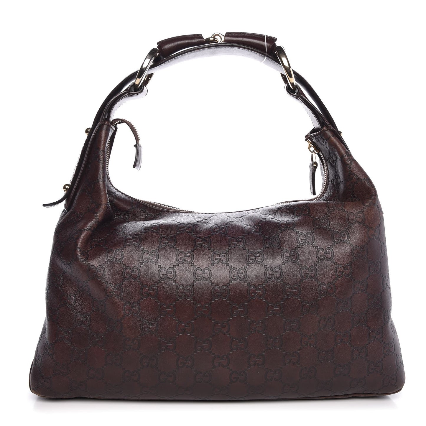Guccissima Medium Horsebit Chain Hobo Dark Brown