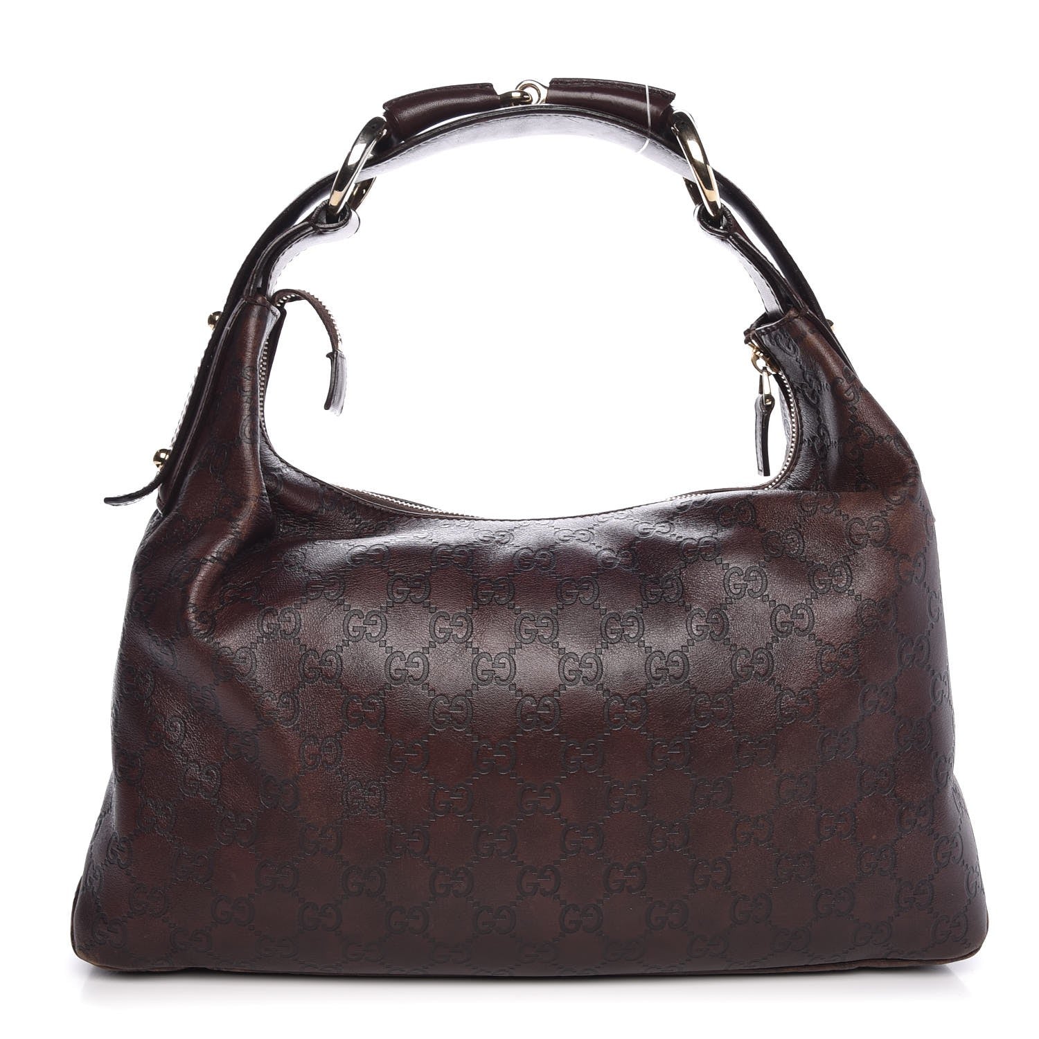 Gucci Guccissima Medium Horsebit Chain Hobo Dark Brown 1 of 12