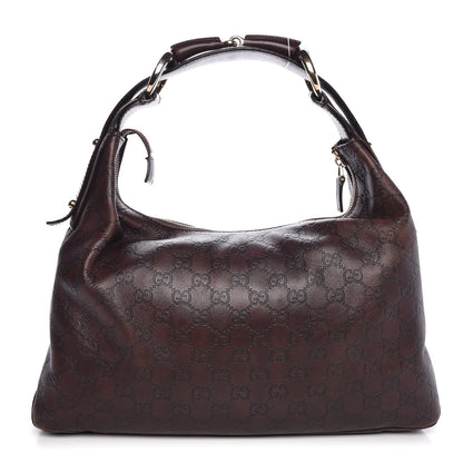 Gucci Guccissima Medium Horsebit Chain Hobo Dark Brown 1 of 12