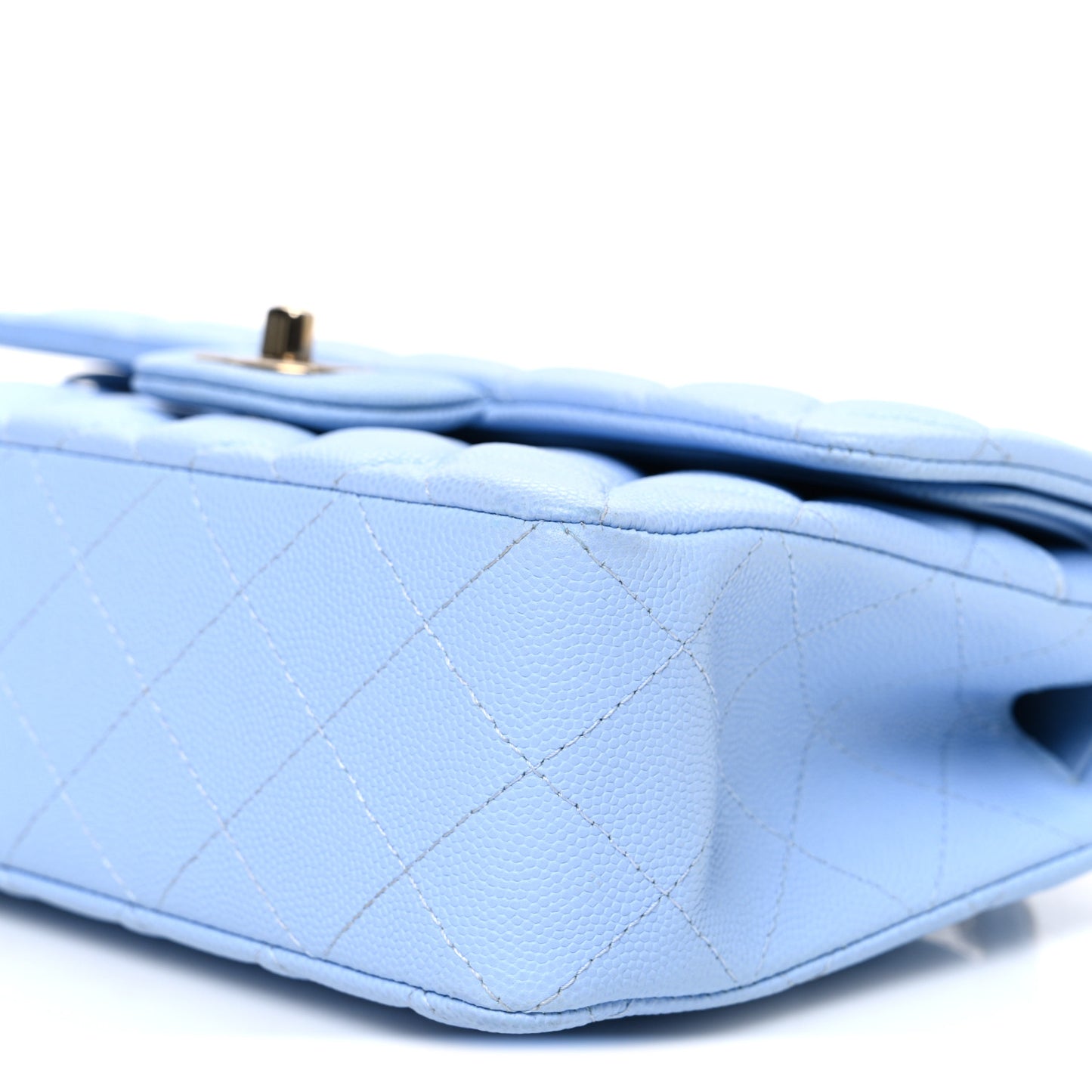 Caviar Quilted Small Double Flap Light Blue