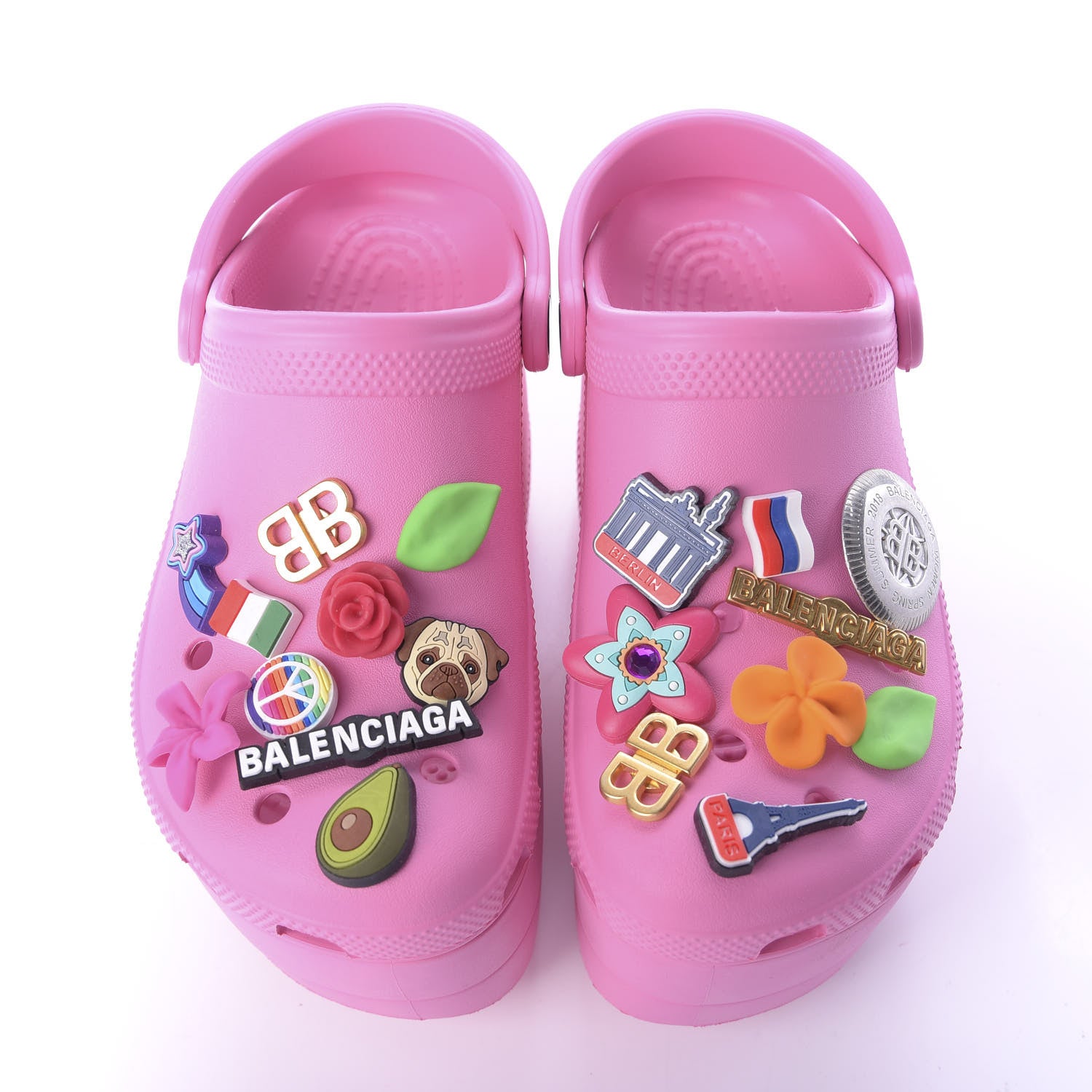Balenciaga X CROCS Rubber Textured Womens Platform Sandals 36 Rose Bonbon 6 of 9