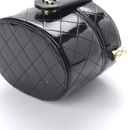 Chanel Patent Quilted Round Small Vanity With Chain Black 7 of 12