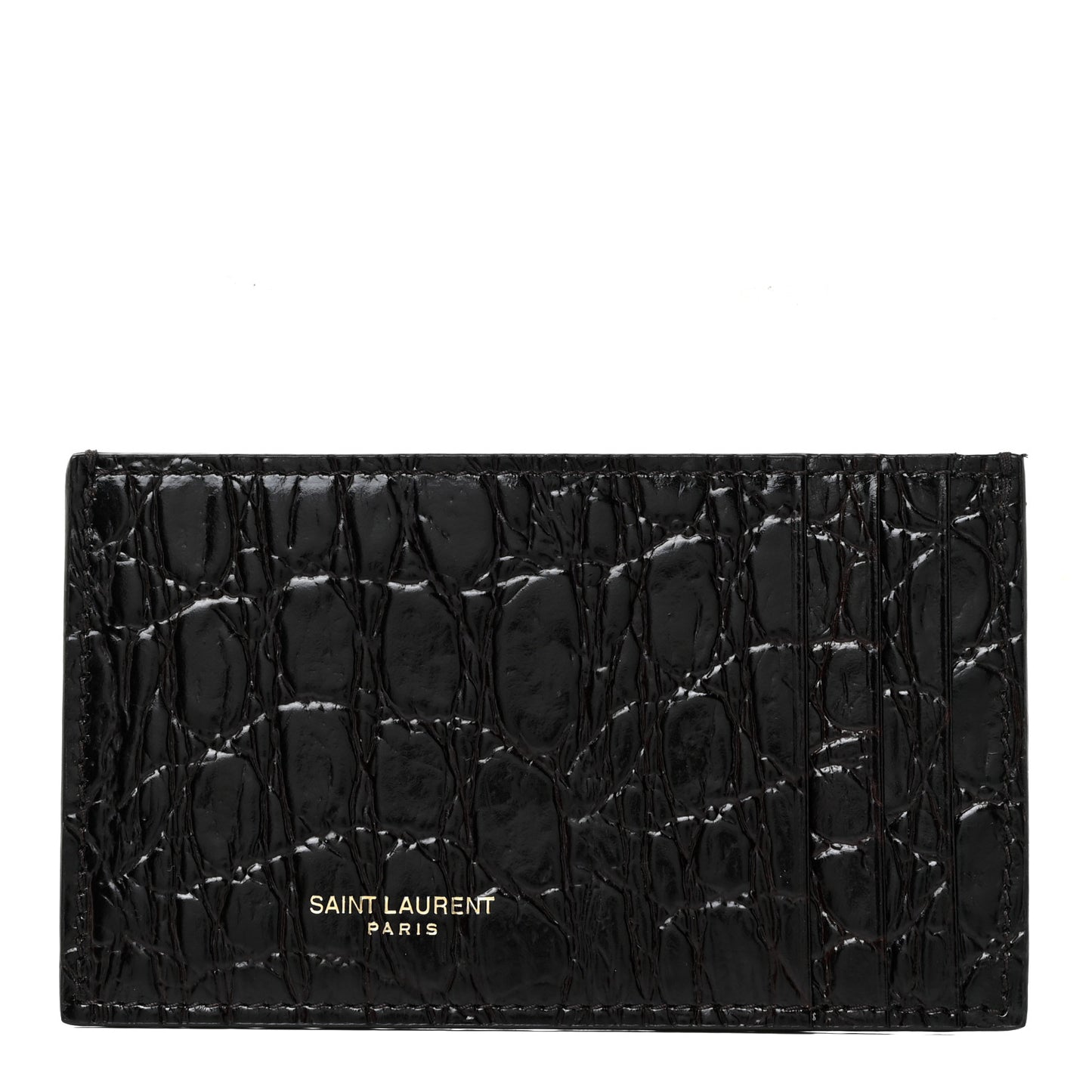 Calfskin Crocodile Embossed Monogram Uptown Chain Wallet Fondente